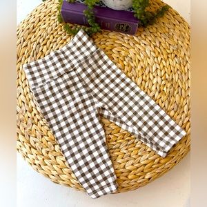 Brown and White Plaid Baby Leggings High Waisted Gingham